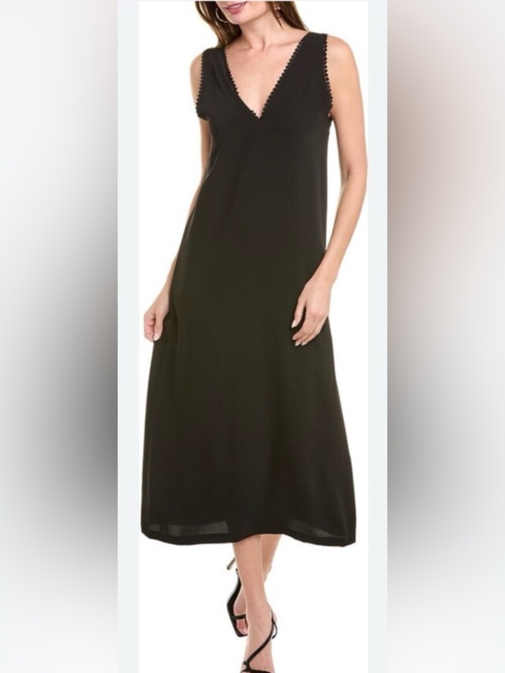 The Kooples Black Midi Dress NWT Size 3/Large Lace Trim Minimalist Chic - Picture 2 of 3